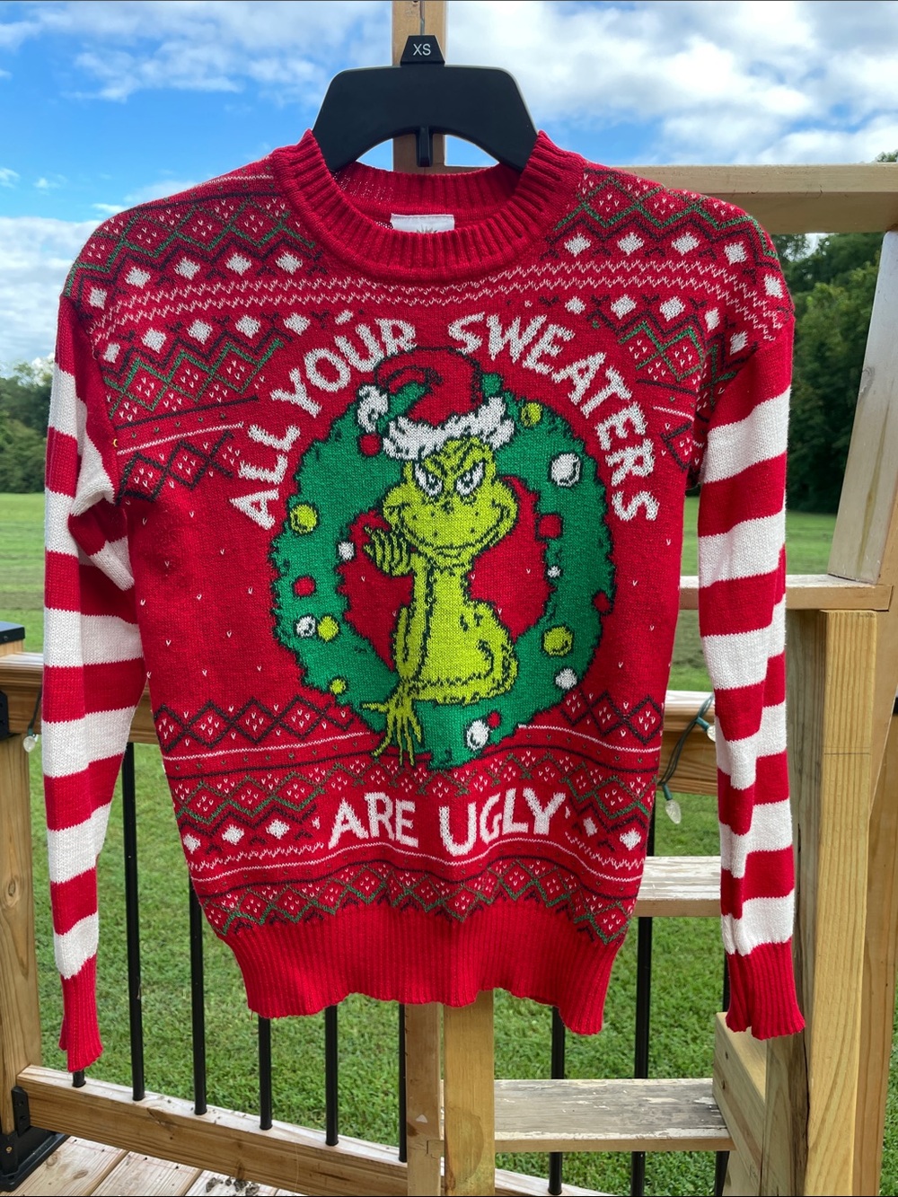 Red Grinch Holiday Sweater - "All Your Sweaters Are Ugly"